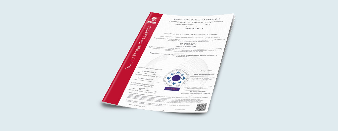 Certificazione Tubosider SA8000-2014
